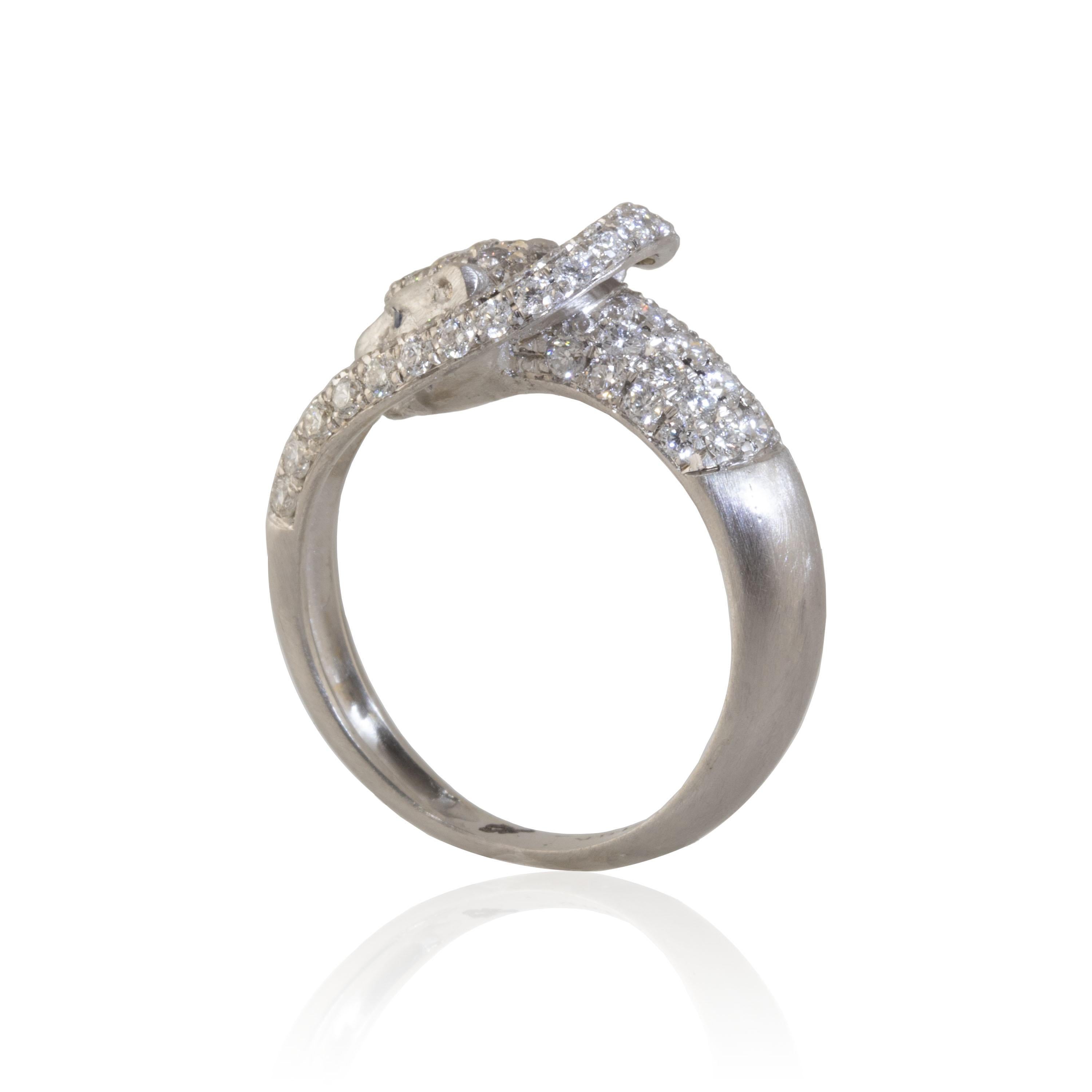 Artisan Ico & the Bird Fine Jewelry White Panther .43 carat Diamond Ring