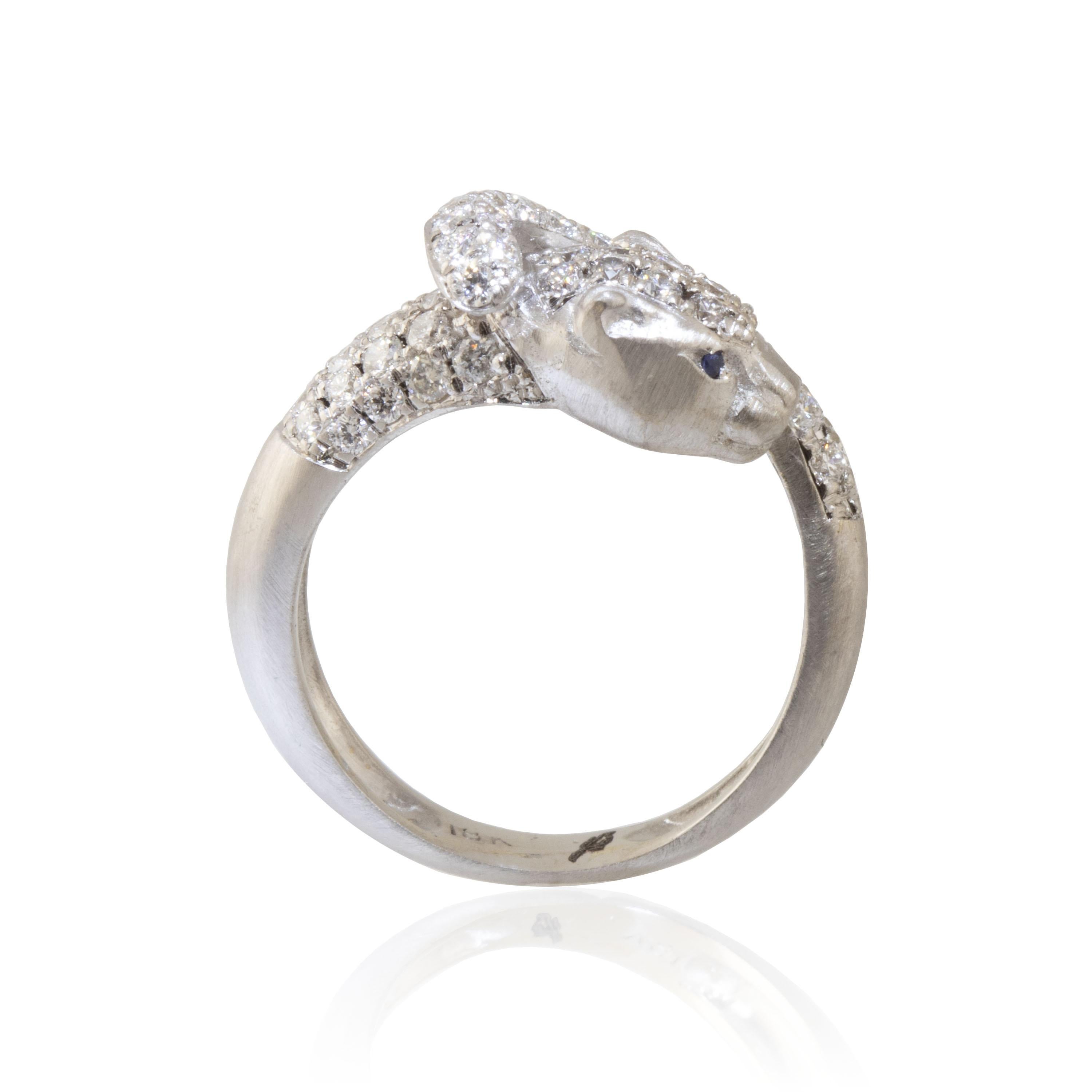 Brilliant Cut Ico & the Bird Fine Jewelry White Panther .43 carat Diamond Ring