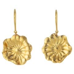 Used Ico & the Bird Fine Jewelry & Turquoise Mountain Myanmar Lotus Gold Earrings 