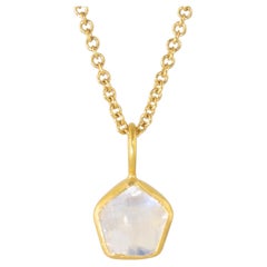 Ico & the Bird Rainbow Moonstone 22 Karat Gold Pentagon Necklace