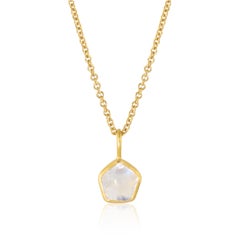 Ico & the Bird Rainbow Moonstone 22 Karat Gold Pentagon Pendant