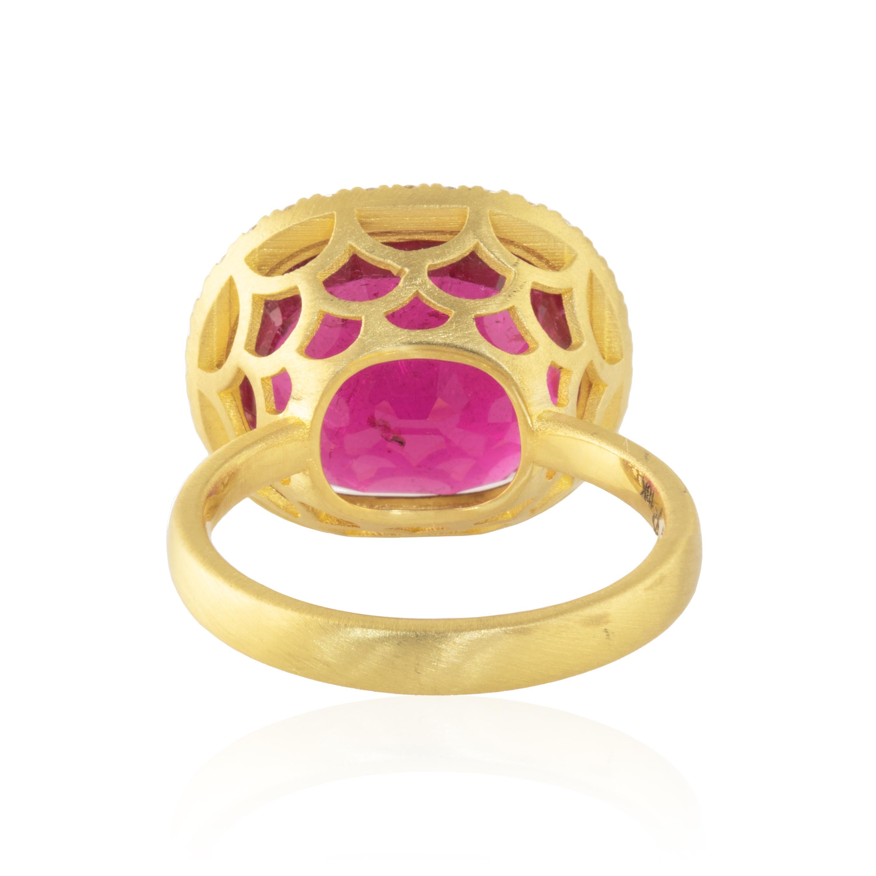 Ico & the Bird Fine Jewelry Ring mit 11 Karat Rubellit, Turmalin und Diamant im Angebot 1