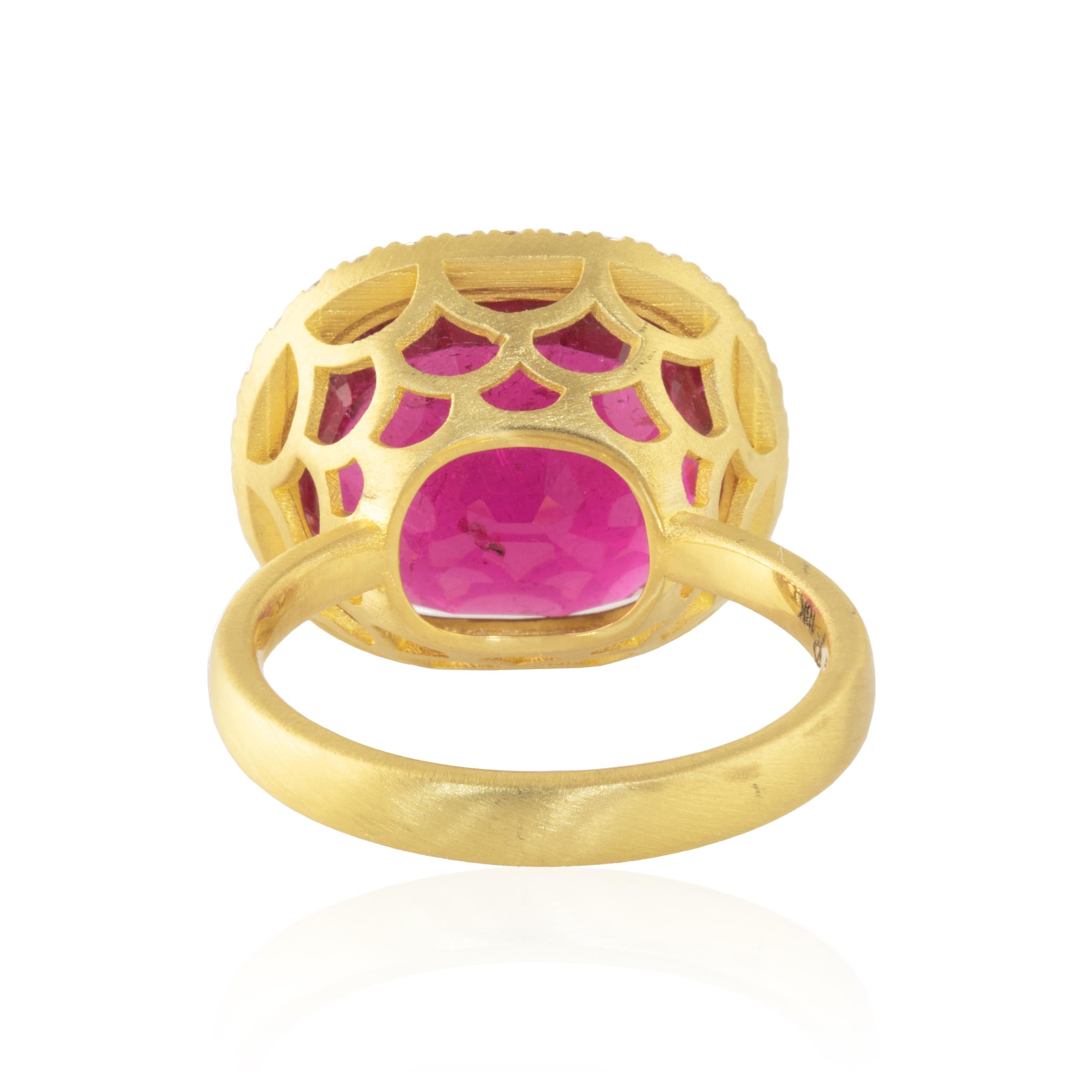 Ico & the Bird Fine Jewelry Bague en tourmaline rubellite et diamants de 10 carats  en vente 1