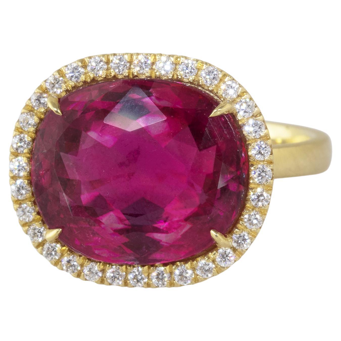 Ico & the Bird Fine Jewelry Bague en tourmaline rubellite et diamants de 10 carats  en vente