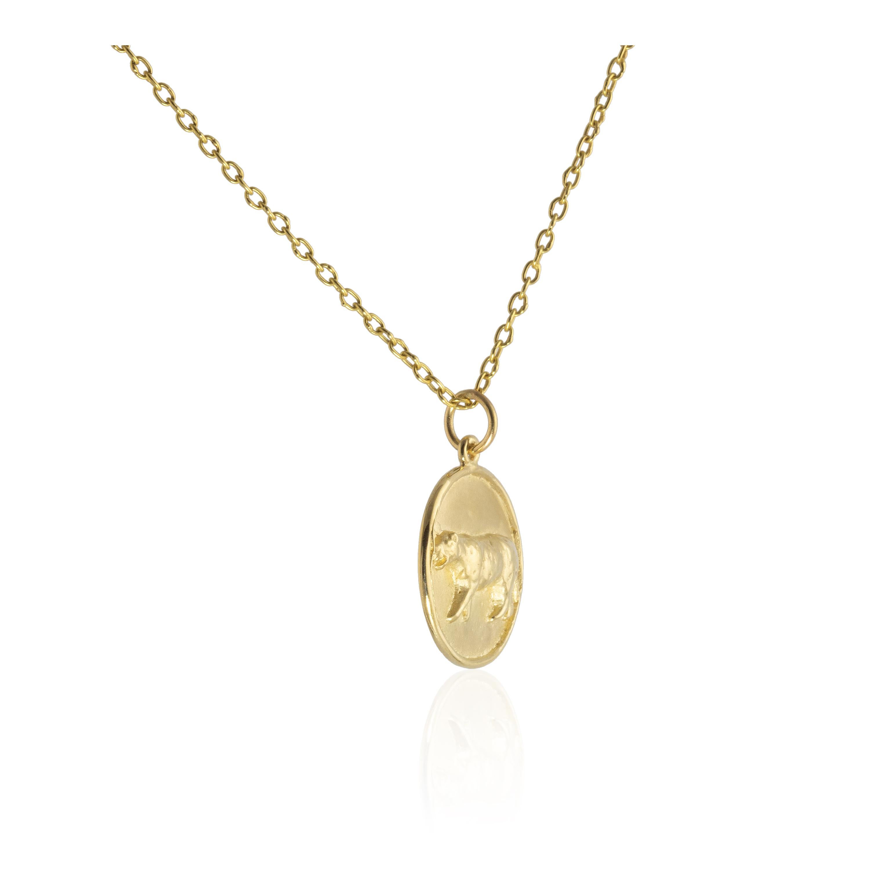 Ico & der Vogel & der Türkis Berg Myanmar Tiger Sternzeichen 18k Gold Medaillon (Kunsthandwerker*in) im Angebot