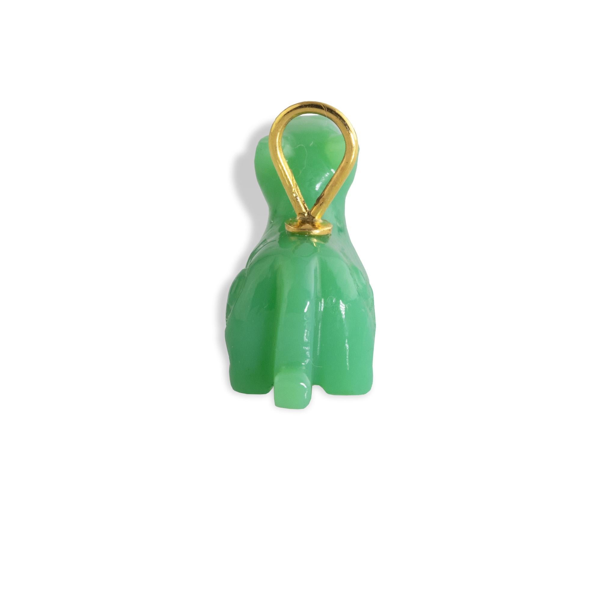 Ico & the Bird w/ Turquoise Mountain Myanmar Chrysoprase 22 Karat Gold Pendant In New Condition For Sale In Los Angeles, CA