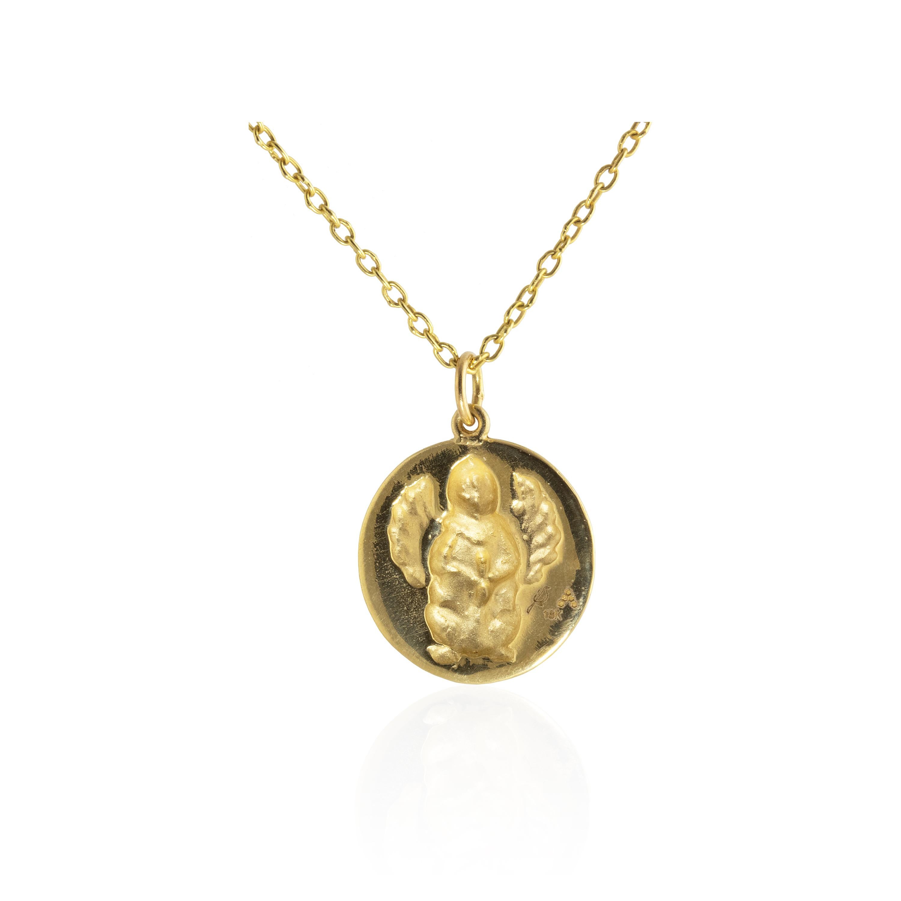 Ico & der Vogel & der Türkis Berg Myanmar Garuda Tierkreiszeichen 18k Gold Medaillon im Zustand „Neu“ im Angebot in Los Angeles, CA