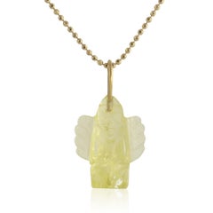 Ico & the Bird & Turquoise Mountain Myanmar Lemon Quartz Garuda 22k Gold Pendant