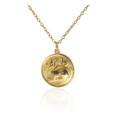 Ico & the Bird & Turquoise Mountain Myanmar Lion Zodiac médaillon en or 18 carats