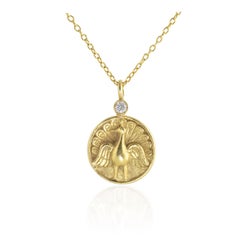 Ico & the Bird & Turquoise Mountain Myanmar Diamond Peacock 18k Gold Pendant