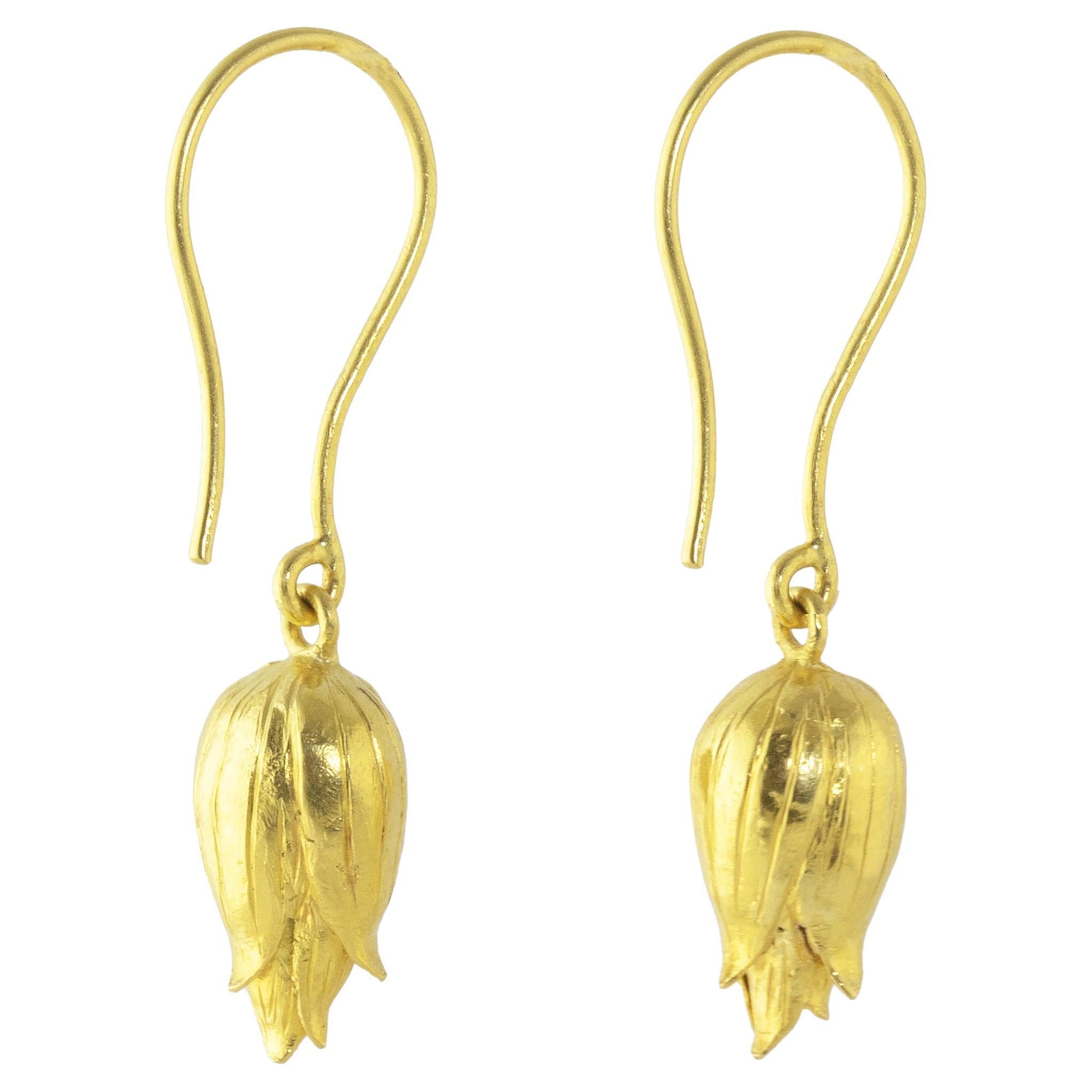 Ico & the Bird Fine Jewelry  & Turquoise Mountain Myanmar Bud Gold Earrings 