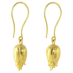 Used Ico & the Bird Fine Jewelry  & Turquoise Mountain Myanmar Bud Gold Earrings 