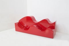 Icomnico Space Age Red Vinyl Superonda Sofa by Archizoom