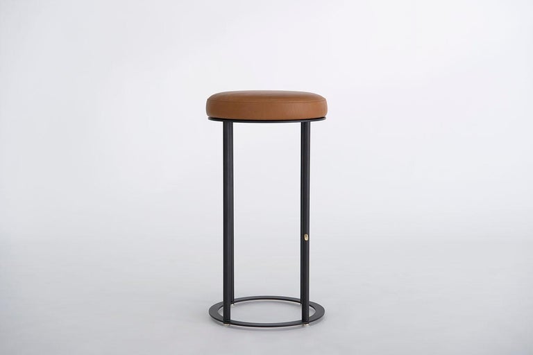 Brushed Icon Bar Stools by Phase Design, Leather For Sale