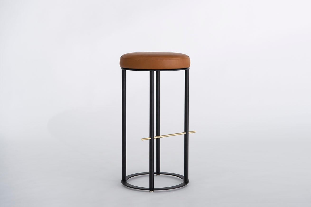 Powder-Coated Icon Bar Stools by Phase Design, Leather For Sale