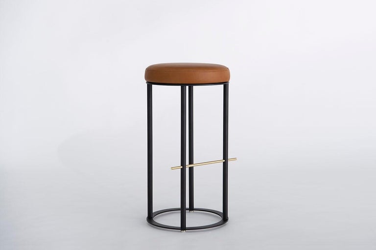 Icon Bar Stools by Phase Design, Leather In New Condition For Sale In North Hollywood, CA