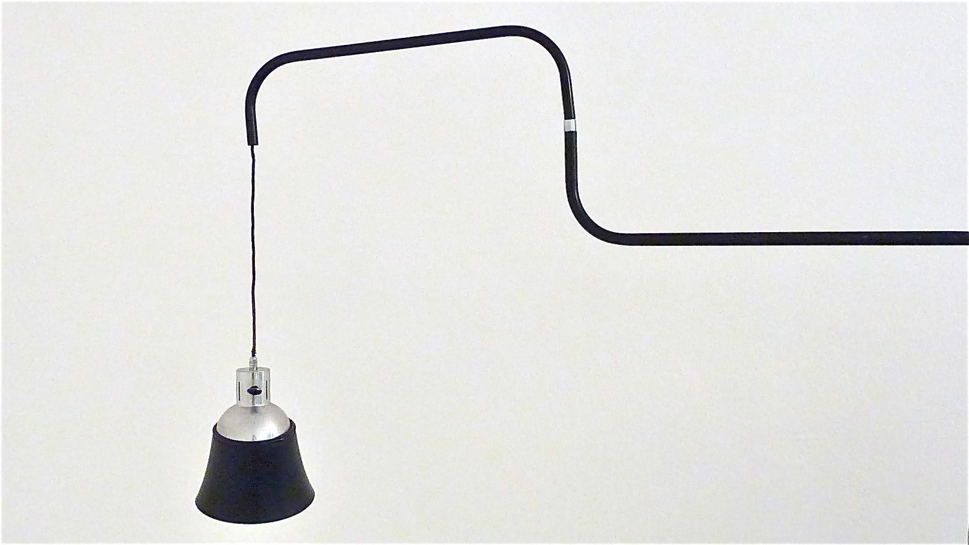 Icon Bauhaus Wall Lamp Bormann Ugo Police Kandem 1930-1950 Black Enameled Metal For Sale 7