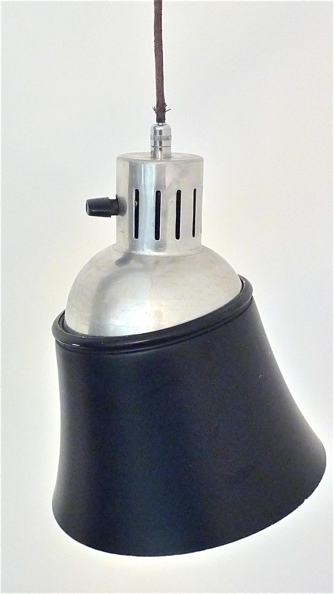 Mid-20th Century Icon Bauhaus Wall Lamp Bormann Ugo Police Kandem 1930-1950 Black Enameled Metal For Sale