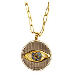 Icon Blue Eye Pendant Black Rodium Plated Necklace