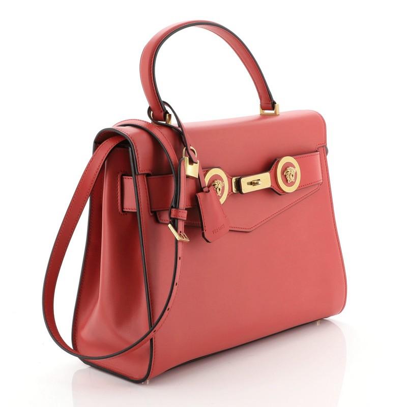 Red Icon Convertible Top Handle Bag Leather Medium