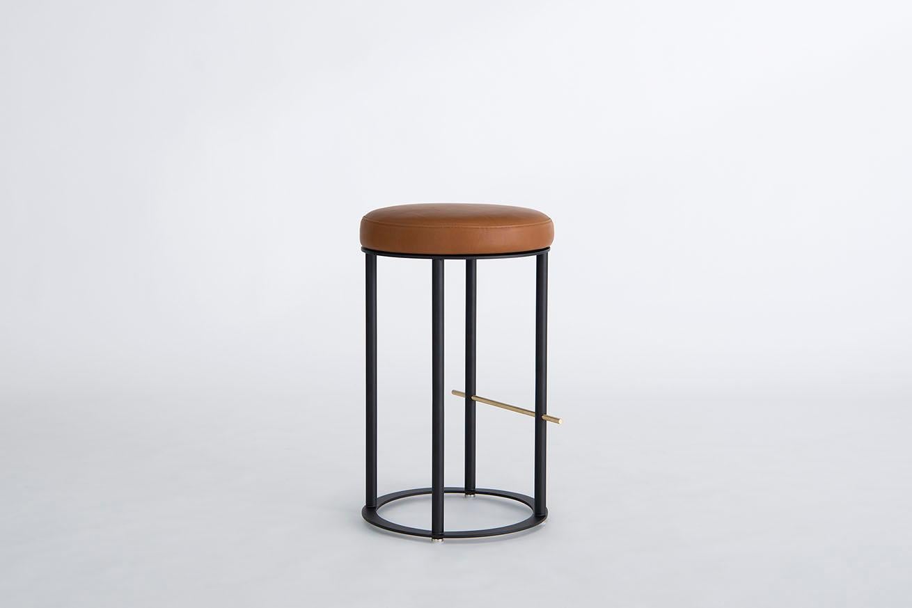Brushed Icon Counter Stools by Phase Design, Leather For Sale