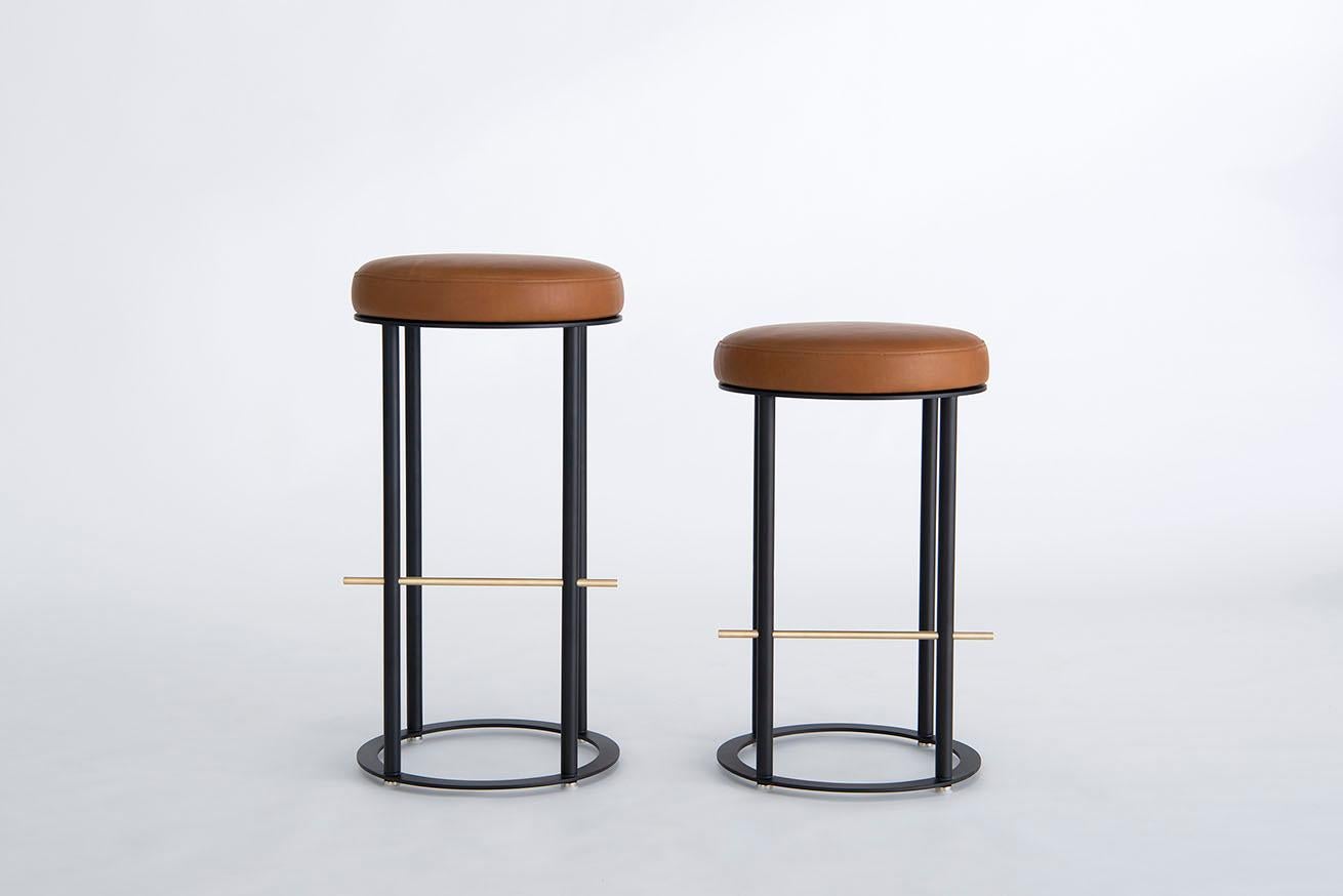 Icon Counter Stools by Phase Design, Leather In New Condition For Sale In North Hollywood, CA