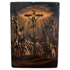 Antique Icon Jesus Christ Crucified 