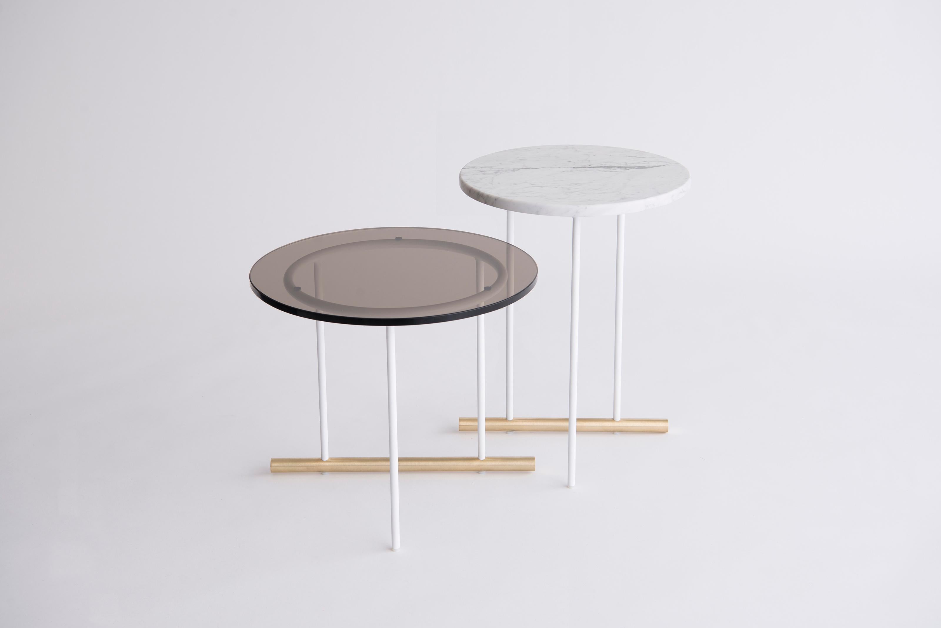 Powder-Coated Icon Medium Glass Coffee Table by Phase Design For Sale