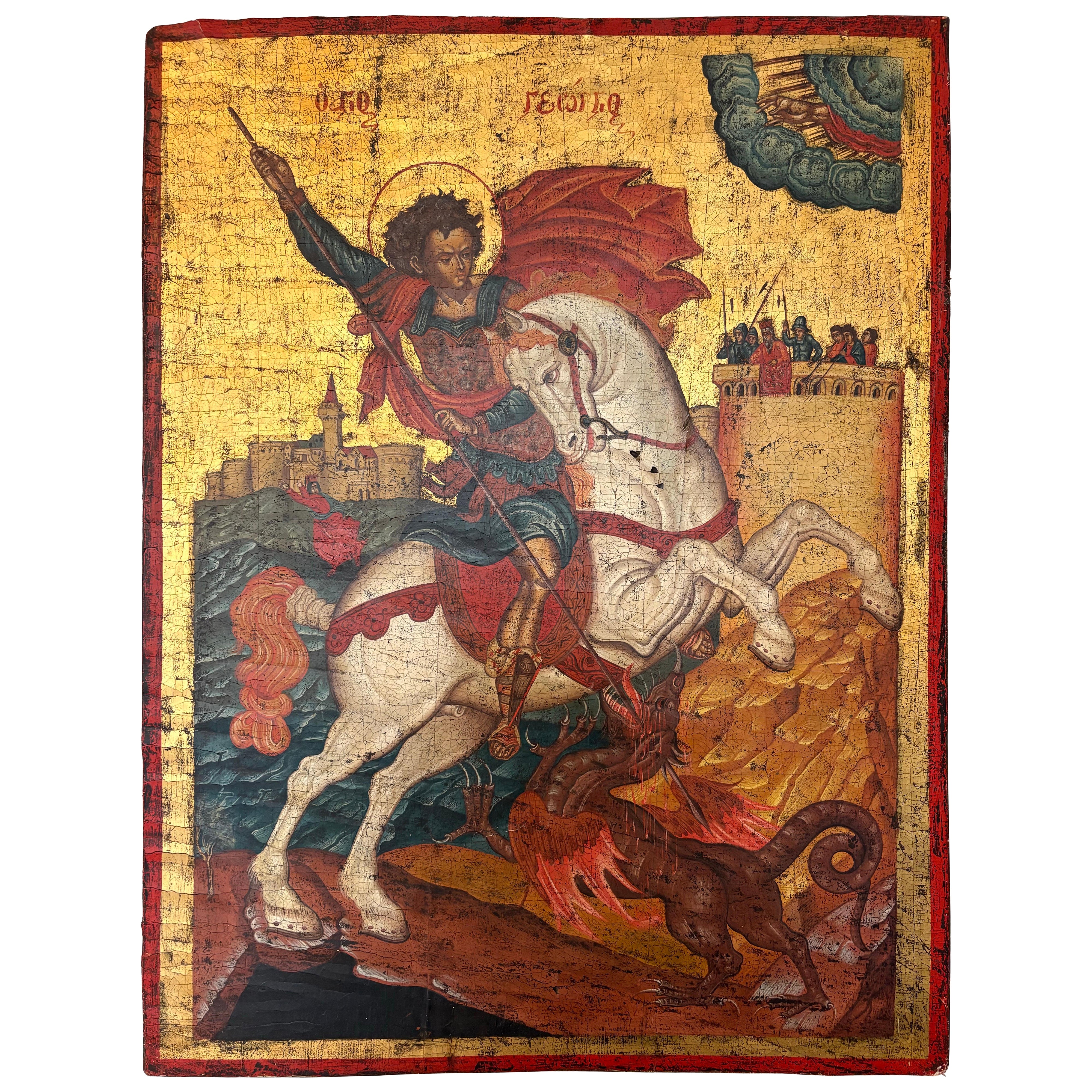 Icon of Saint George Slaying the Dragon, 17th century at 1stDibs