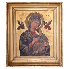 Icono de Nuestra Señora del Perpetuo Socorro, óleo sobre lienzo, siglo XIX