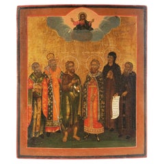 Ikone „Ausgewählte Heilige: Basilius, Modest, Johannes, Fürst Michael, Maria, Kasyan“, Russland