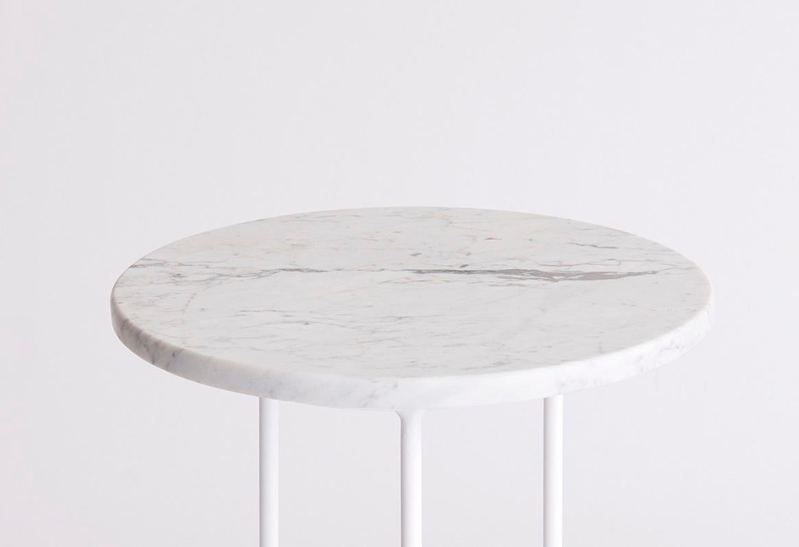 Modern Icon Small White Carrara Side Table by Phase Design For Sale