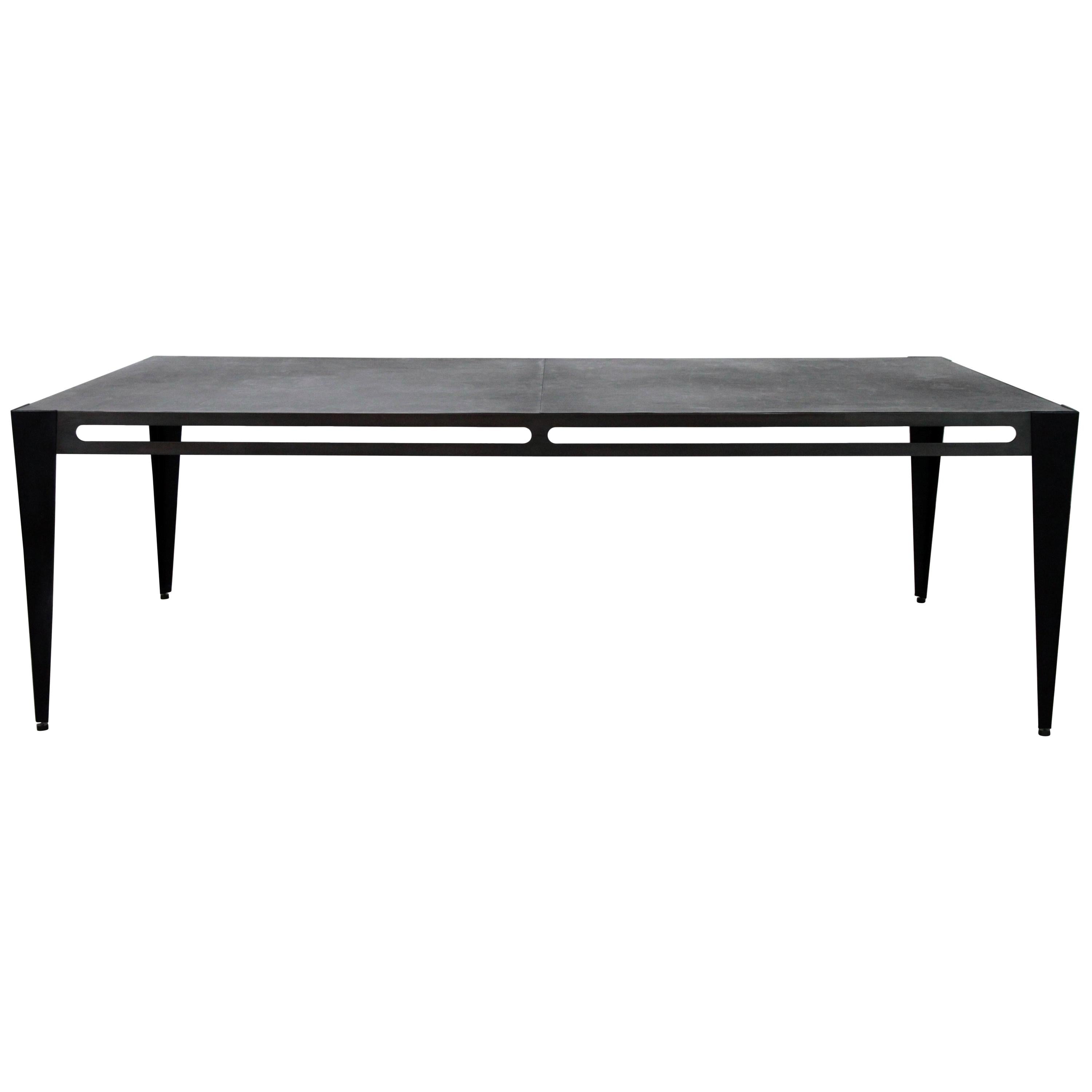 Showroom SAMPLE SALE!* Icon Table in steel & leather by Christopher Kreiling