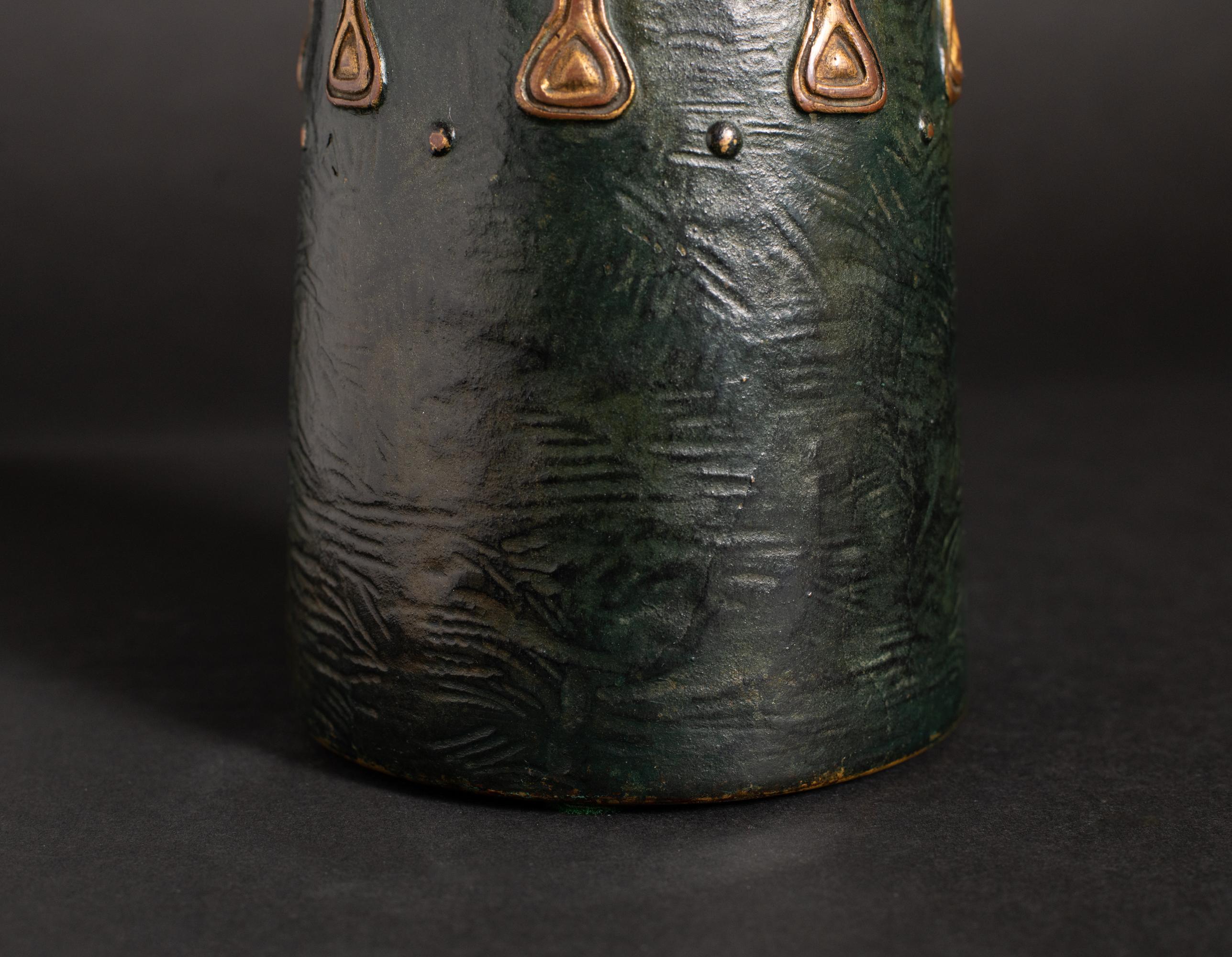 Patinated Secessionist Bronze Icon Vase by Gustav Gurschner For Sale