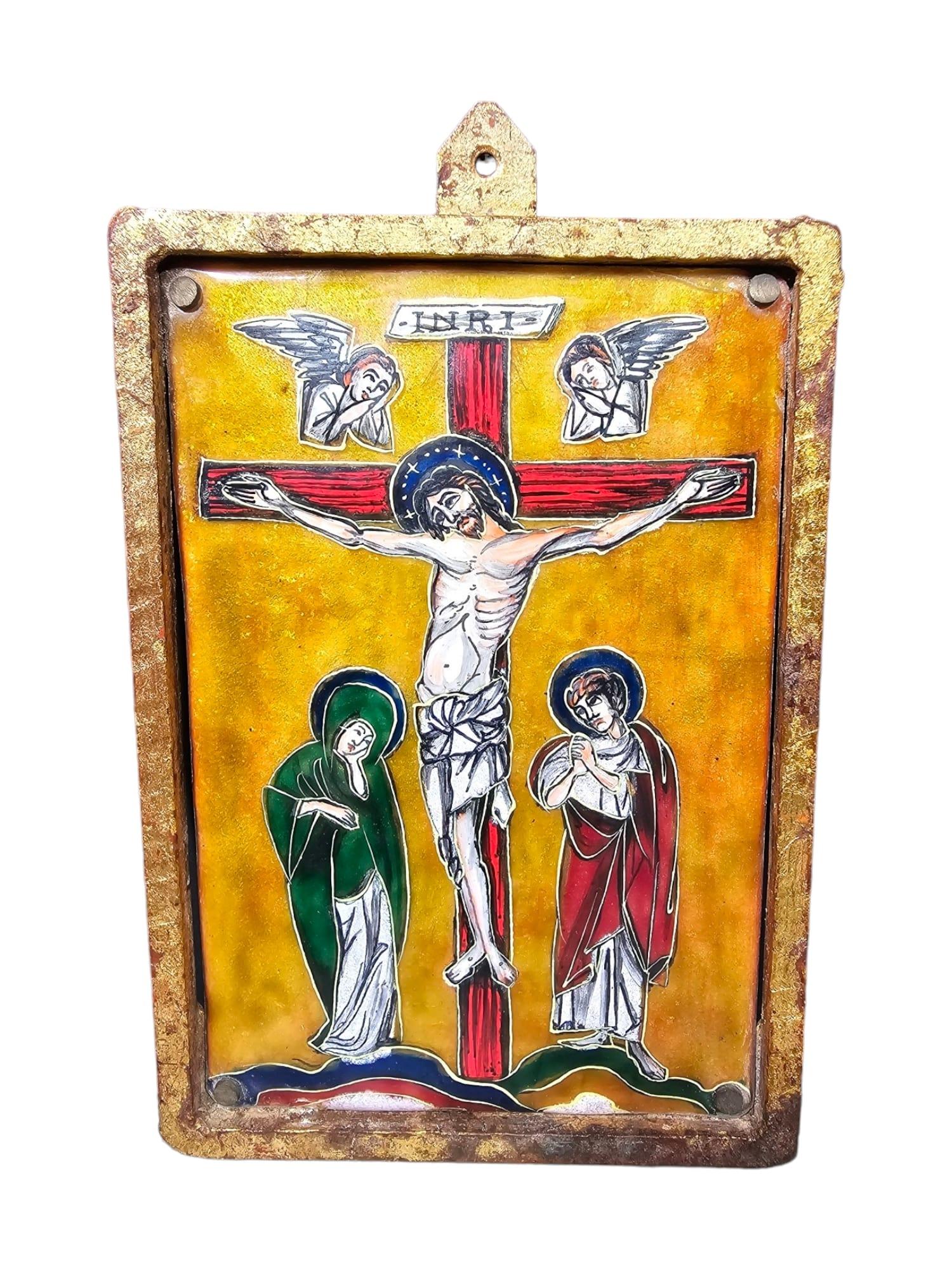 Icon with Enameled Christ For Sale 5