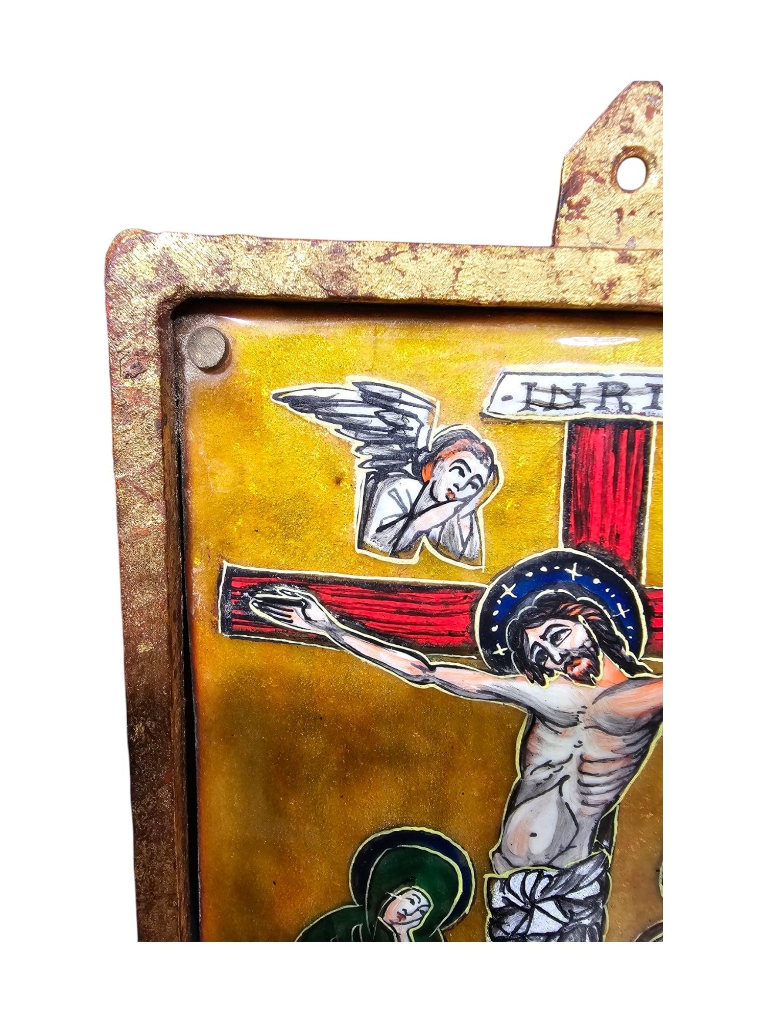 Icon with Enameled Christ For Sale 2