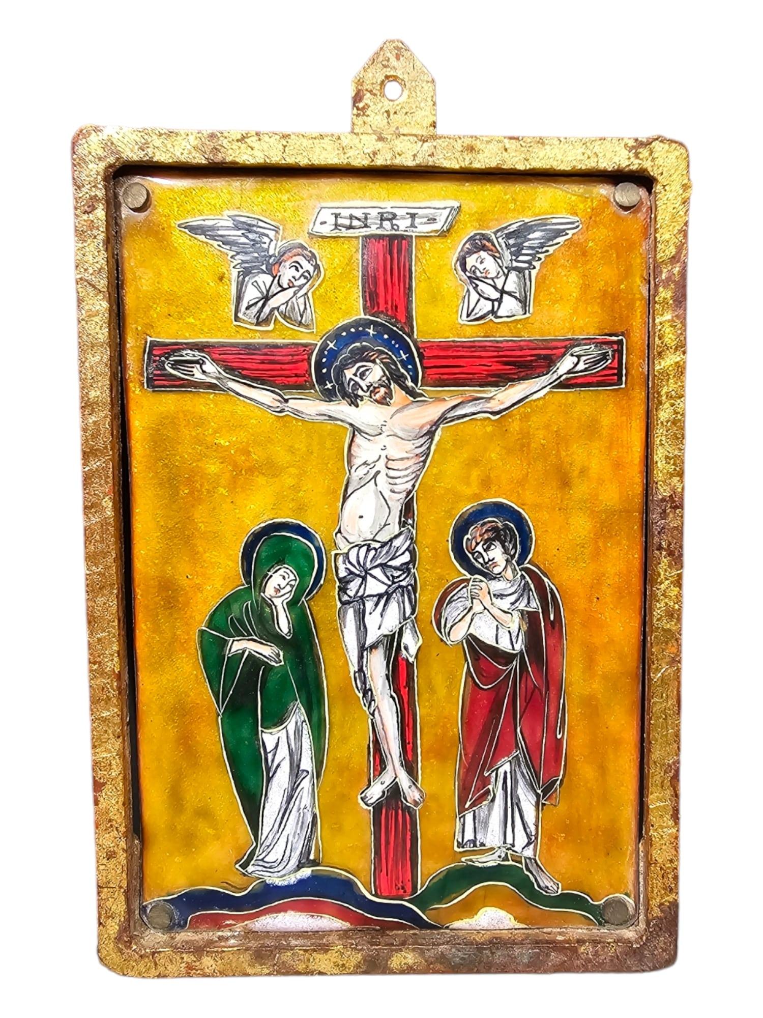 Icon with Enameled Christ For Sale 3