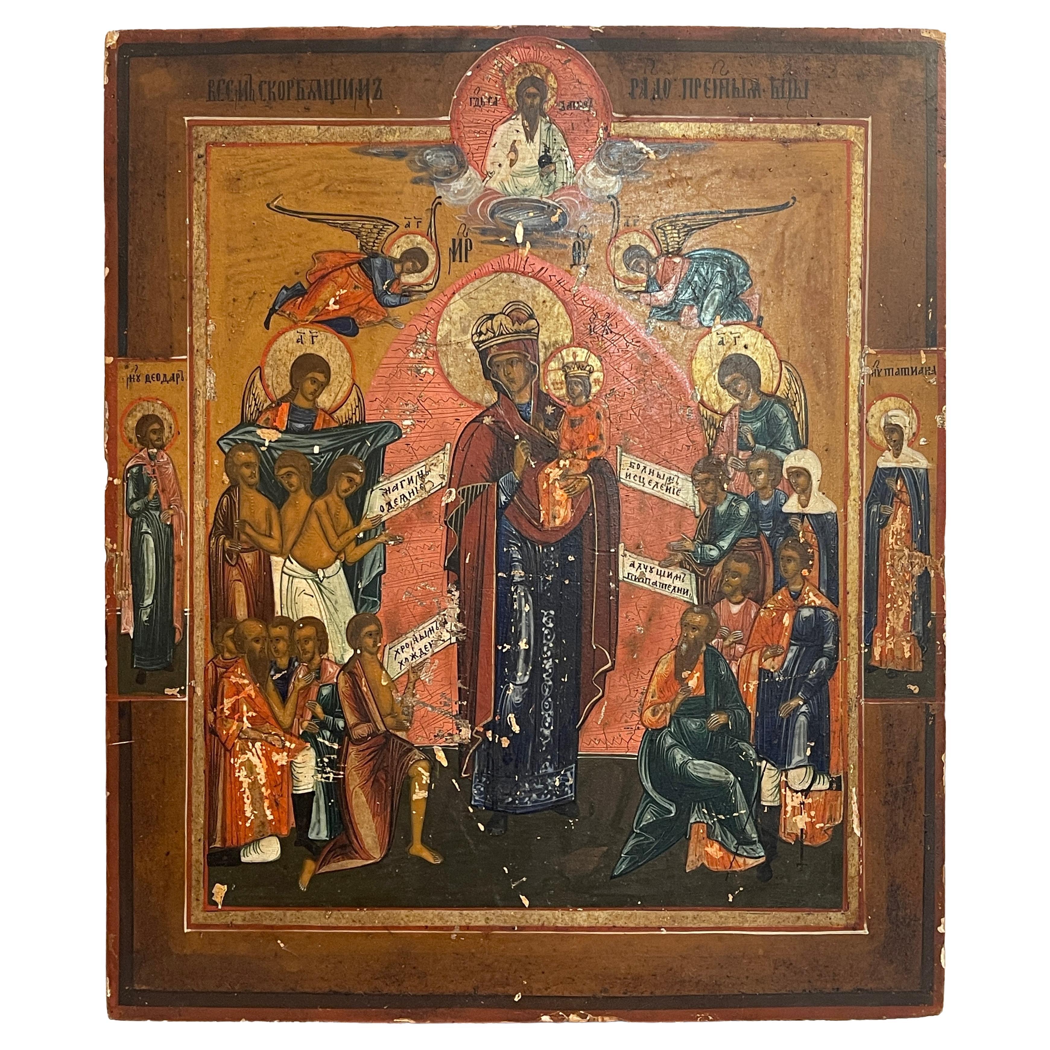 Icona antica, Russa, XIX secolo, Madonna con Bambino