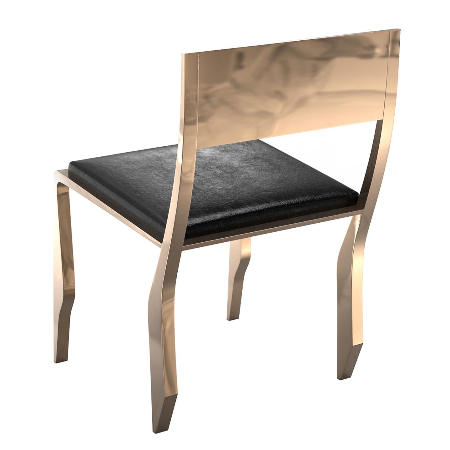 „Icona“-Stuhl, achtteilig, mit Bronze und maßgeschneidertem Leder, Istanbul im Angebot 2