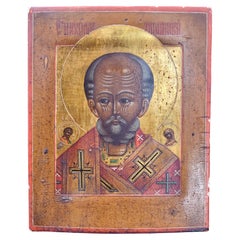 Russische Ikone des Heiligen Nikolaus - Ende des 19., Anfang des 20