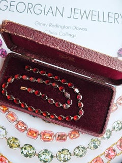 Iconic 1820s Georgian English Flat-Cut Garnet Riviere 9ct Rose Gold Necklace