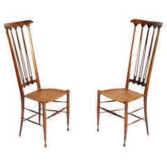 Iconic, 1950s, Pair High Back Chairs by Gio Ponti Per SAC, All Originals