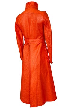 Iconic 1960s Andres Courreges Bright Orange & White Vinyl Coat or Dress