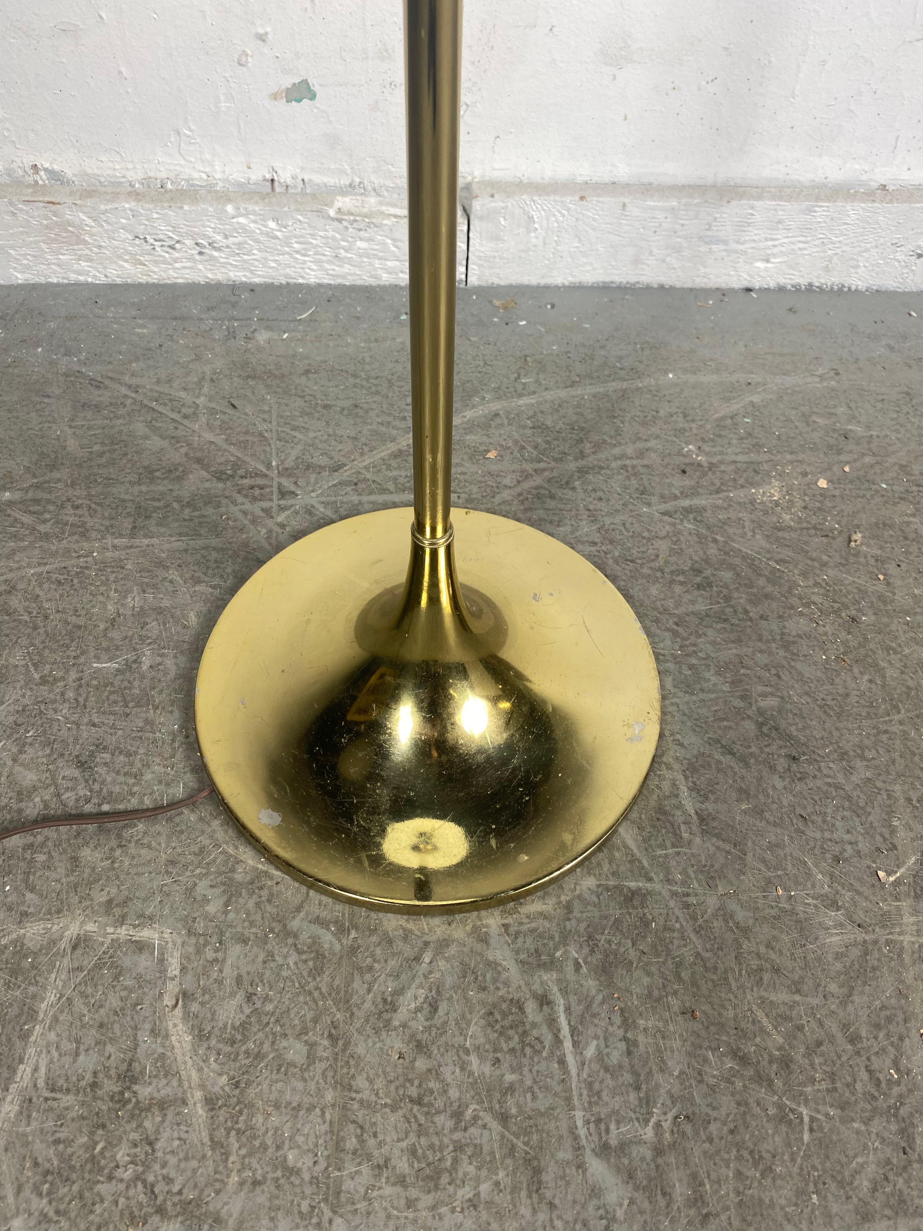 Mid-20th Century Iconic 1960s Floor Lamp by Laurel, Gold Standard, Blown Glass Mushroom Shade
