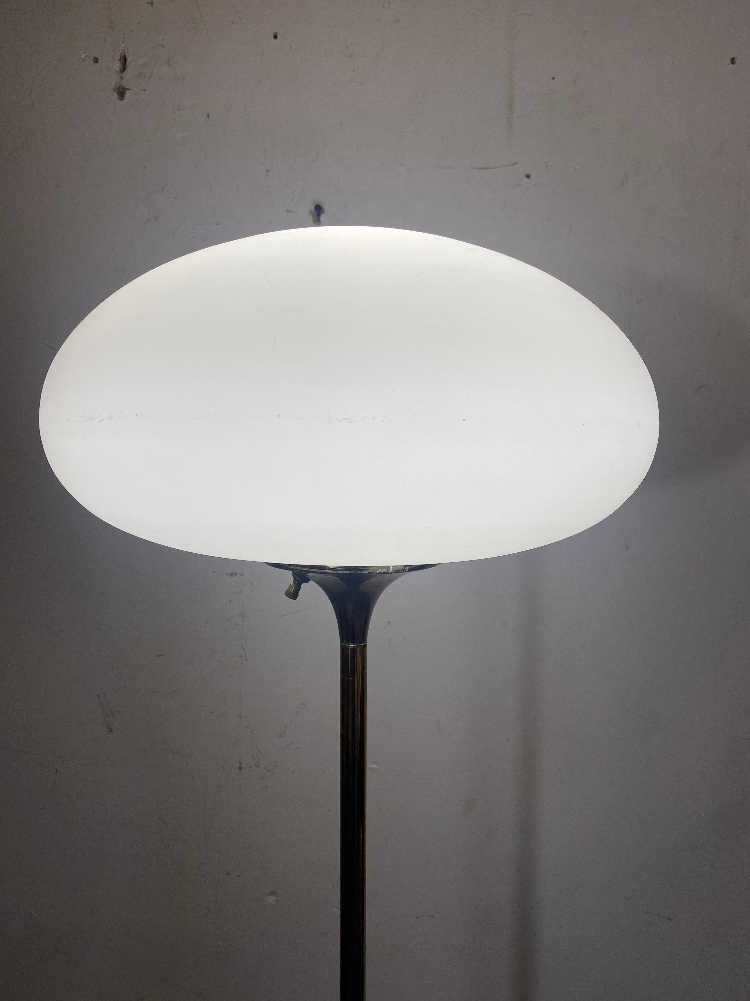 Iconic 1960s Floor Lamp by Laurel, Gold Standard, Blown Glass Mushroom Shade 2