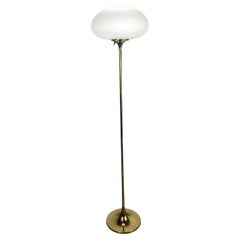 Retro Iconic 1960s Floor Lamp by Laurel, Gold Standard, Blown Glass Mushroom Shade