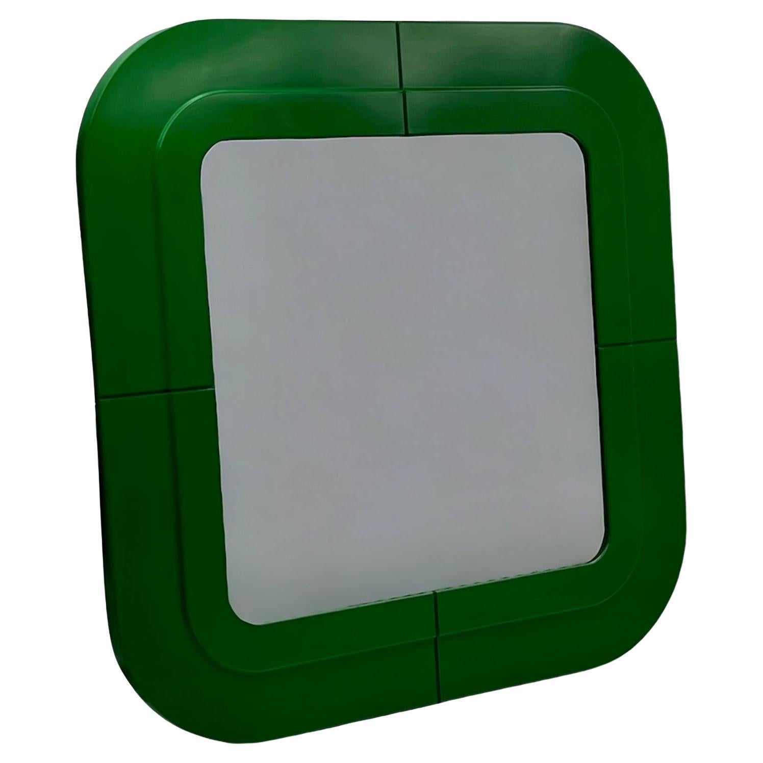 Iconic 1960s Square Wall Mirror Kartell in Green - Anna Castelli Design