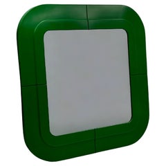 Vintage Iconic 1960s Square Wall Mirror Kartell in Green - Anna Castelli Design