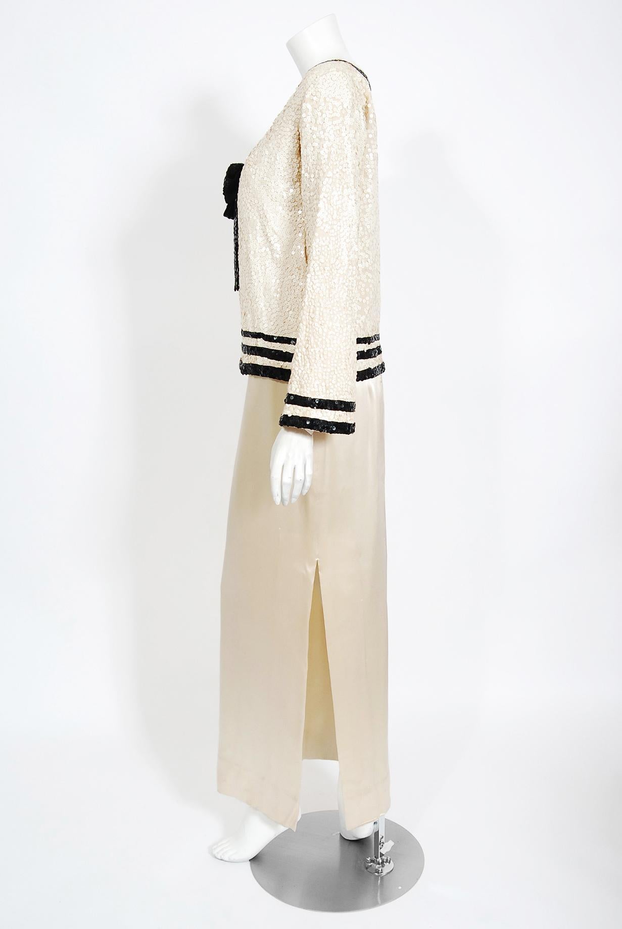 Vintage 1963 Barbra Streisand Custom Couture Cream Sequin Silk Iconic Sailor Set 3