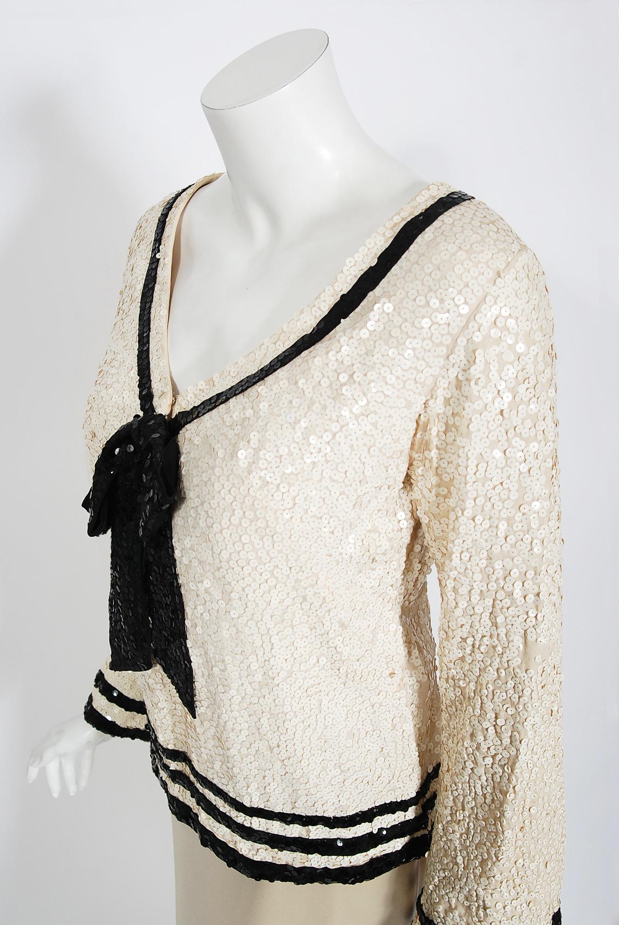 Vintage 1963 Barbra Streisand Custom Couture Cream Sequin Silk Iconic Sailor Set 1